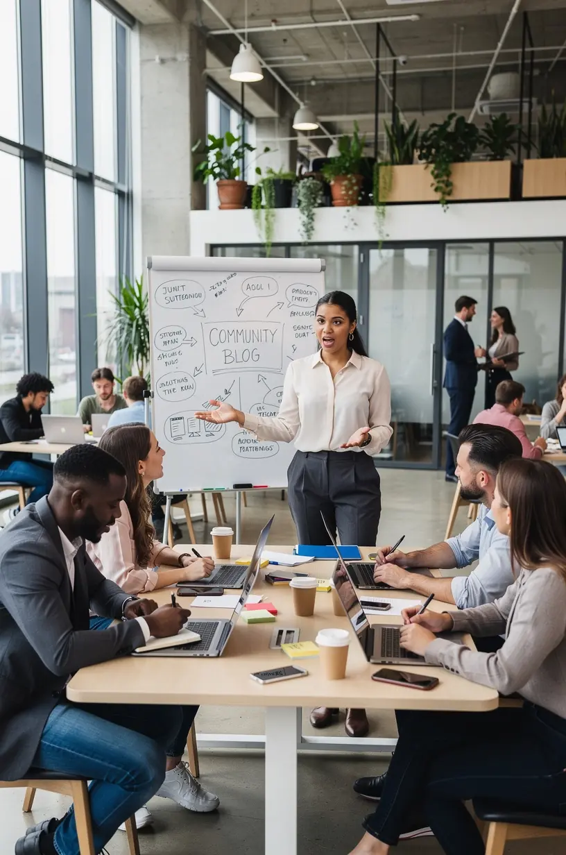 Illustration of a community resource hub concept.