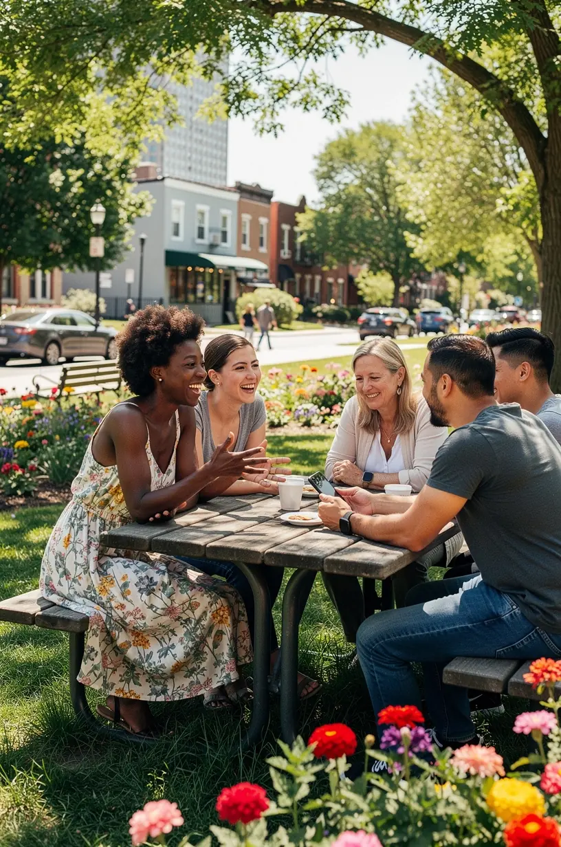Community members engaging in diverse local discussions
